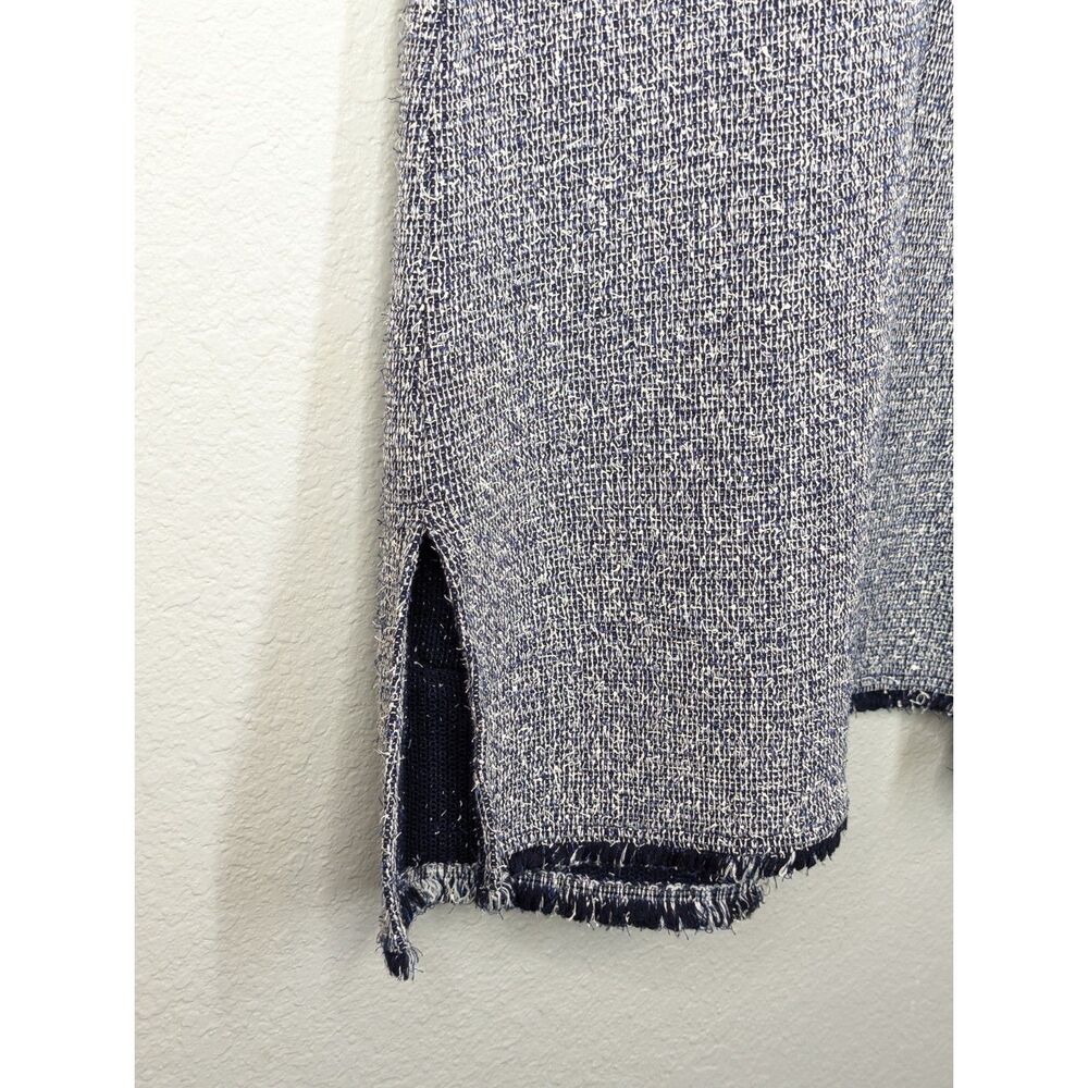 St. John Open Front Cardigan Jacket Approx Sz Small Navy White Tweed Wool READ - Picture 5 of 8
